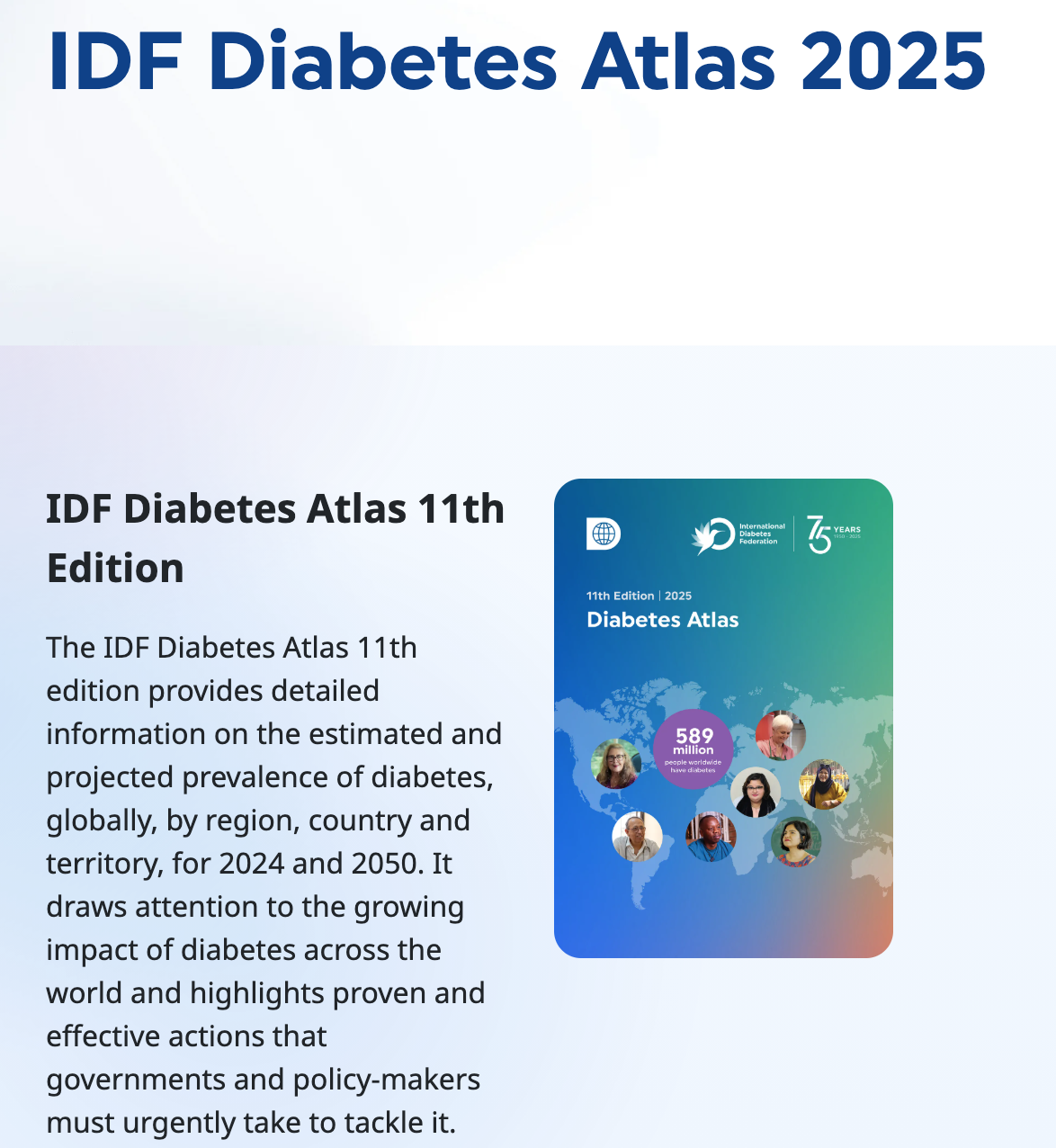 Imagen destacada sobre el Atlas Mundial de la Diabetes 2025